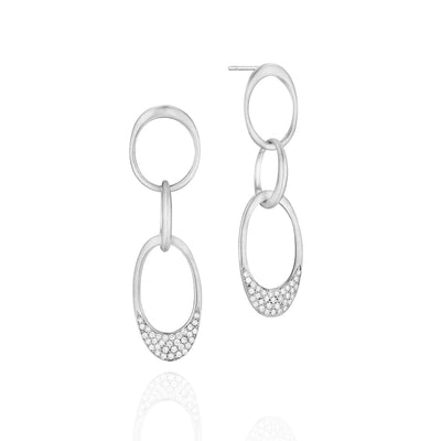 Interlinks Pave Diamond Trio Earrings in White Gold