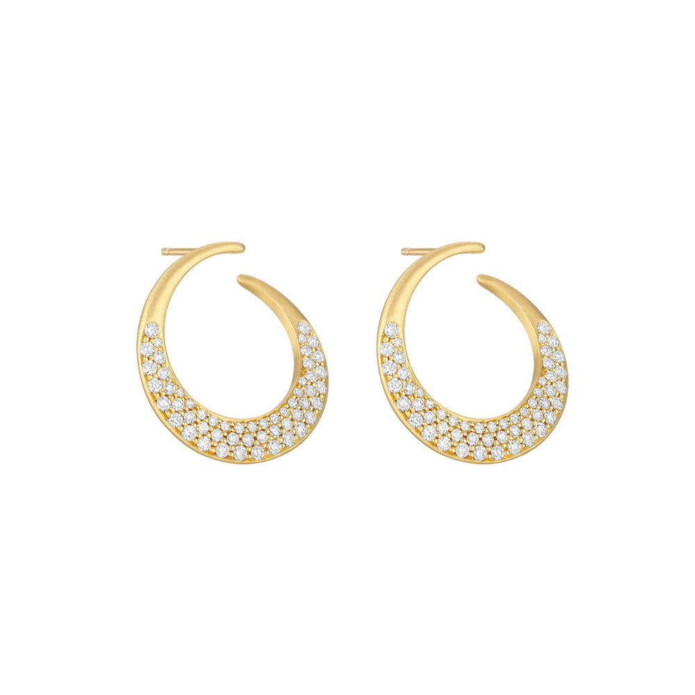 Interlinks Pave Diamond Curve Earrings 