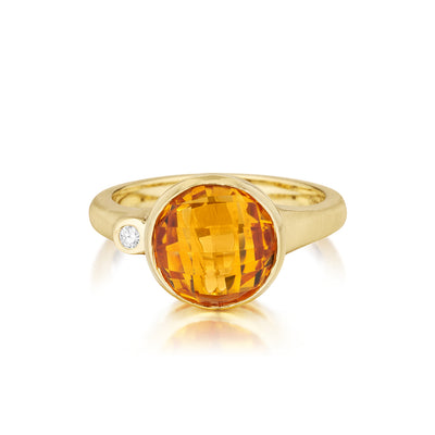 Orange Citrine and Diamond Medium Stack Ring