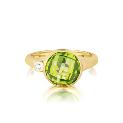 Peridot and Diamond Medium Stack Ring