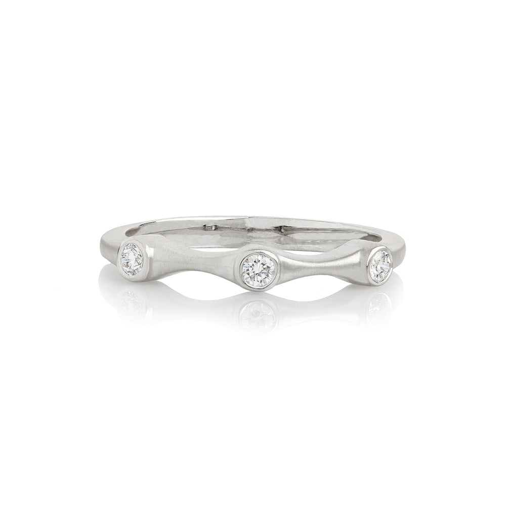 Diamond Three Stone Stack Ring in White Gold