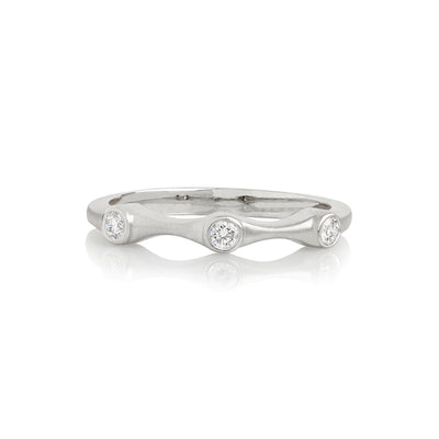 Diamond Three Stone Stack Ring in White Gold