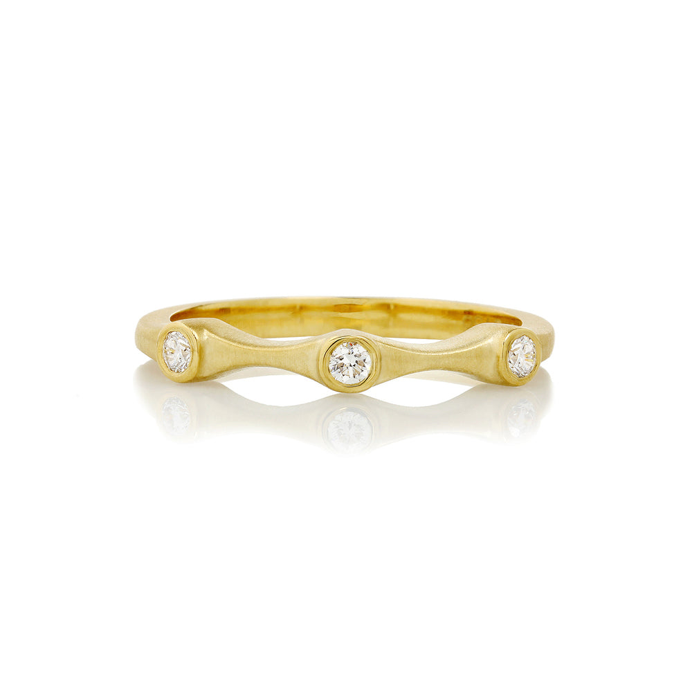 Diamond Three Stone Stack Ring in Yellow Gold