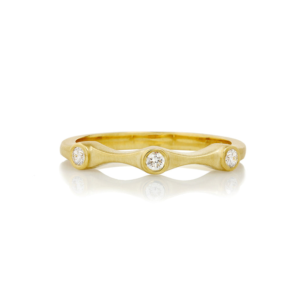 3 Stone Stack Rings Diamond Three Stone Stack Ring in Yellow Gold | Carelle