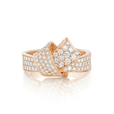 Knot Pave Diamond Ring in Rose Gold