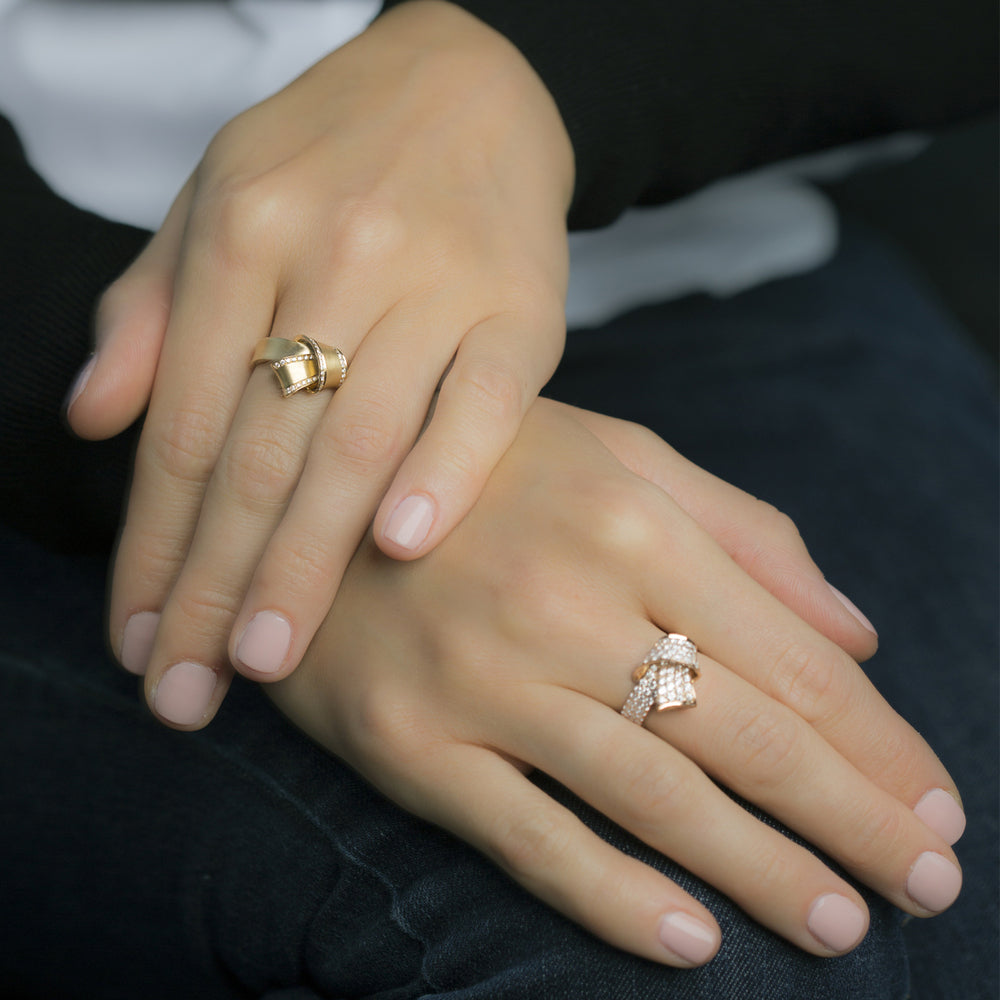 Knot Pave Diamond Ring in Rose Gold