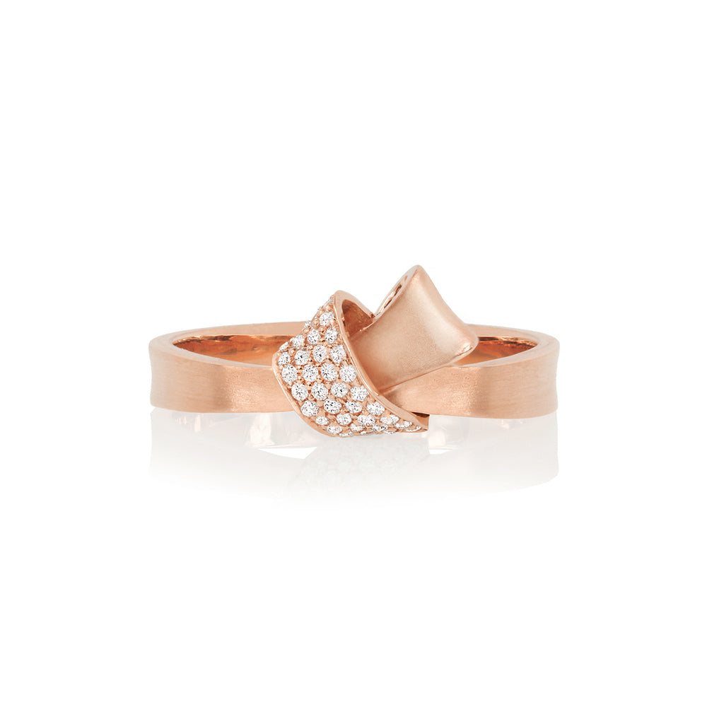 Mini Knot Pave Diamond Ring in Rose Gold