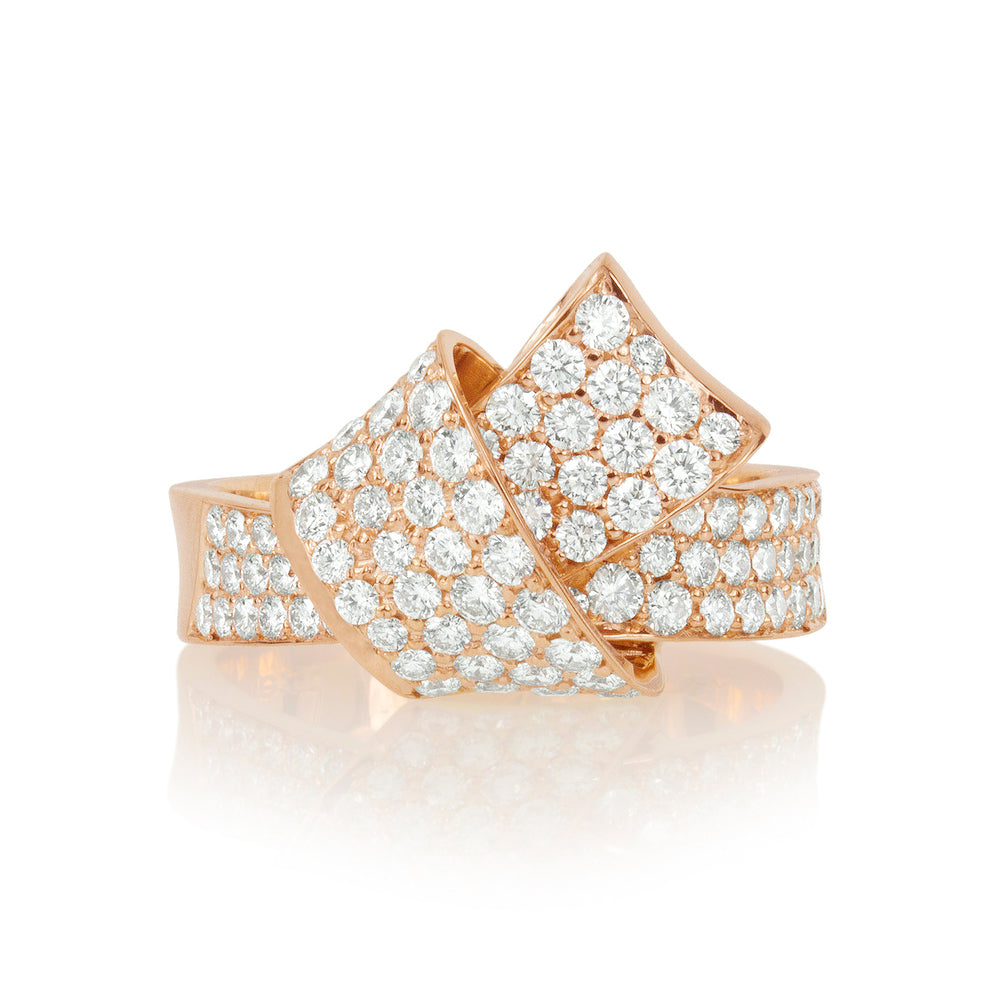 Jumbo Knot Pave Diamond Ring in Rose Gold