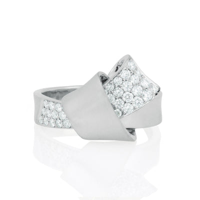 Jumbo Knot Diamond Ring in White Gold 