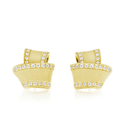 Knot Diamond Trim Stud Earrings