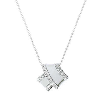 Knot Diamond Trim Pendant in White Gold