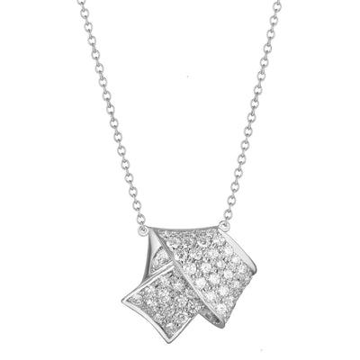 Jumbo Knot Pave Diamond Pendant in White Gold 