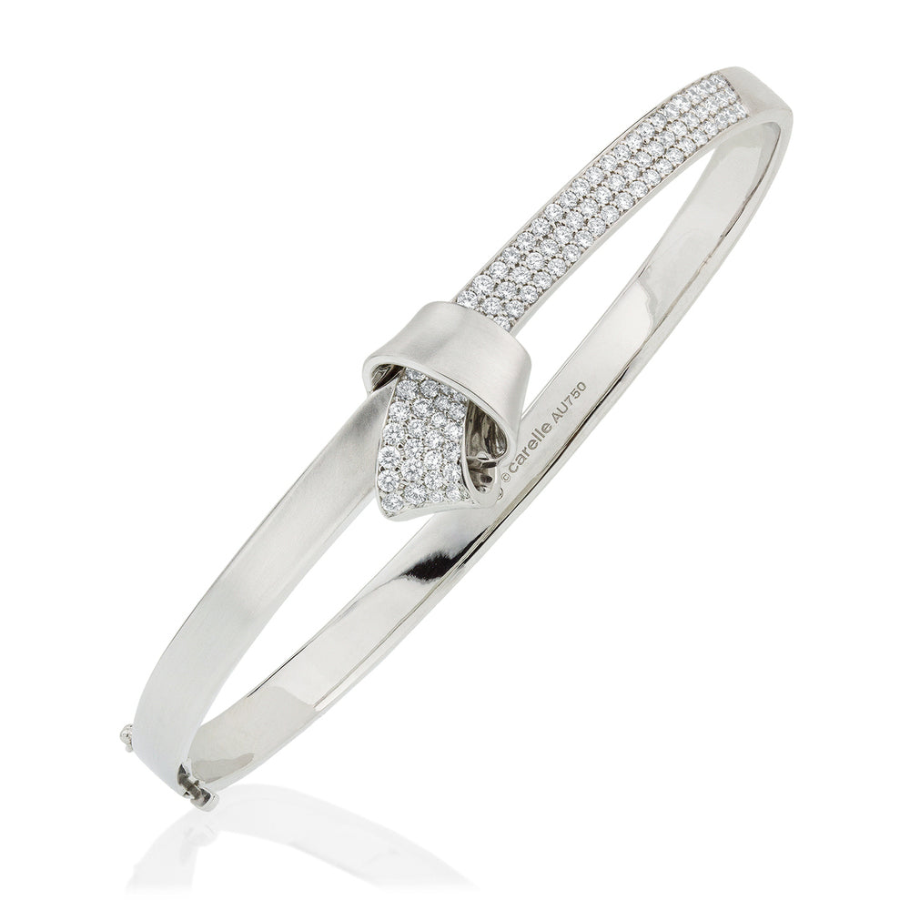 Knot Diamond Bangle in White Gold