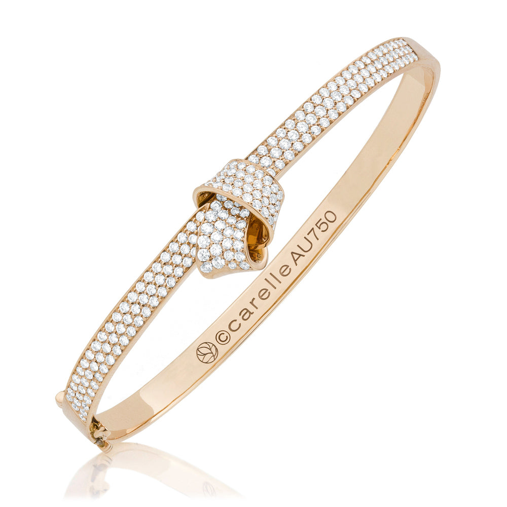 Knot Pave Diamond Bangle in Rose Gold