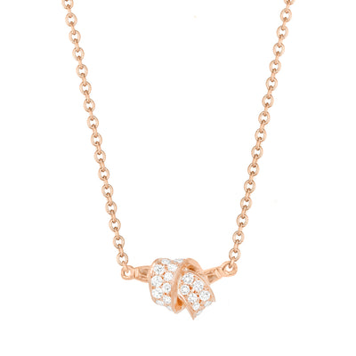 Mini Knot Pave Diamond Pendant in Rose Gold