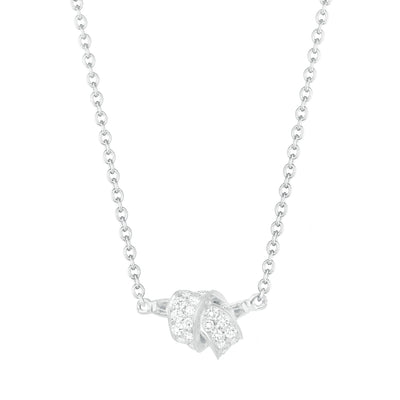 Mini Knot Pave Diamond Pendant in White Gold