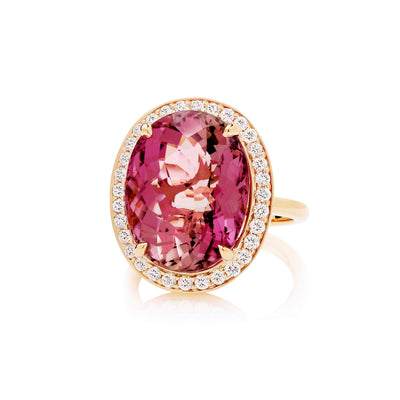 Pink Tourmaline And Diamond Pave After Dark Ring