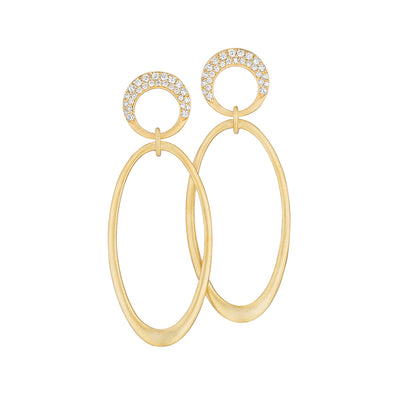 Interlinks Pave Diamond Oval Earrings