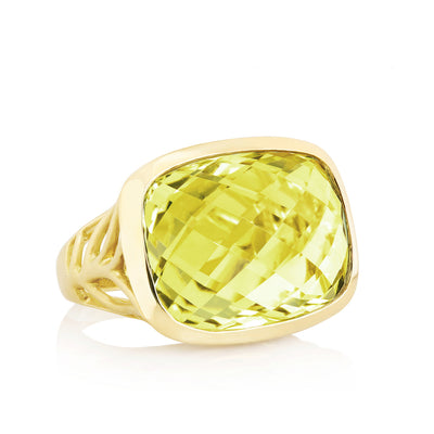 Bold Lemon Quartz East-West Ring