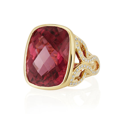 Pink Tourmaline Cushion Bespoke Ring (B
