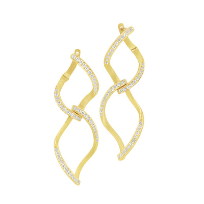 Athena Pave Diamond Double Leaf Earrings