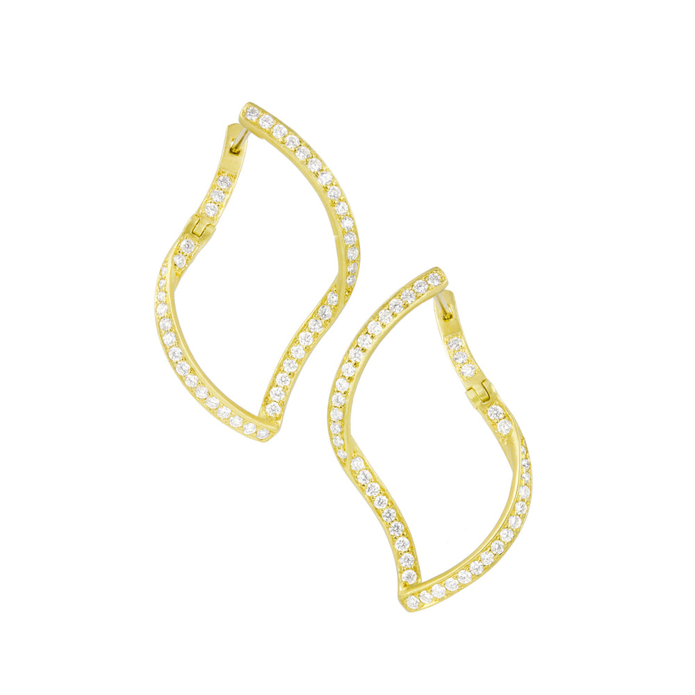 Athena Pave Diamond Single Leaf Earrings