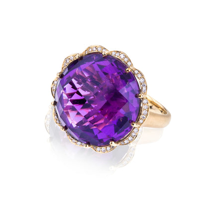 After Dark Amethyst and Diamond Petal Ring