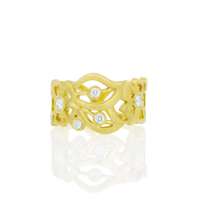 Diamond Florette Band in Yellow Gold
