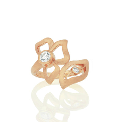 Diamond Wrap-Around Florette Ring in Rose Gold