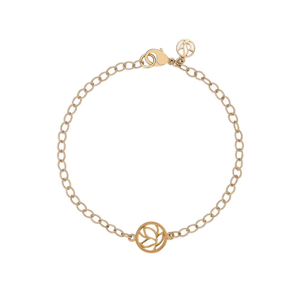 Circle Leaf Bracelet in Rose Gold