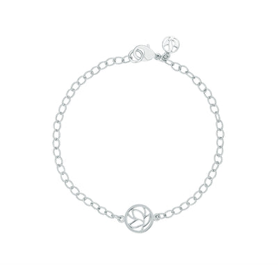 Circle Leaf Bracelet in White Gold