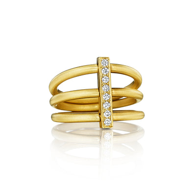 Moderne Trio Ring in Yellow Gold