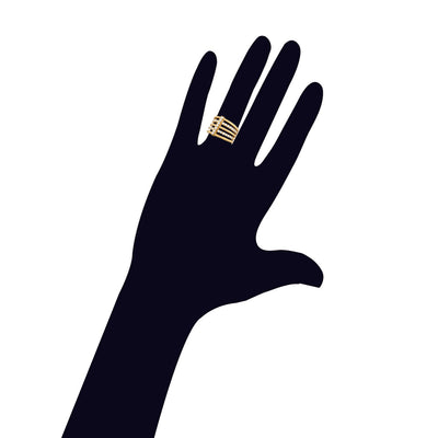 Moderne Hexa Alternating Pave Diamond Ring