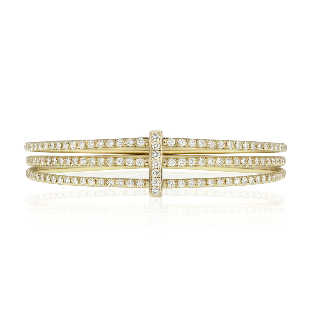 Moderne Pave Diamond Trio Bangle