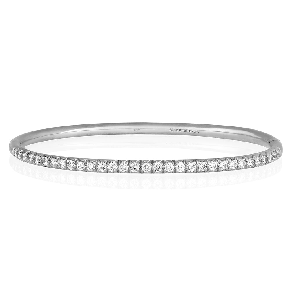 Moderne Pave Diamond Bangle in White Gold