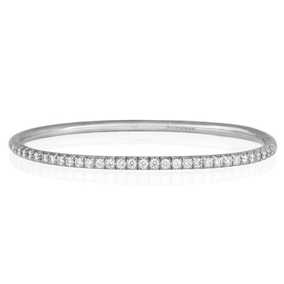 Moderne Pave Diamond Bangle in White Gold