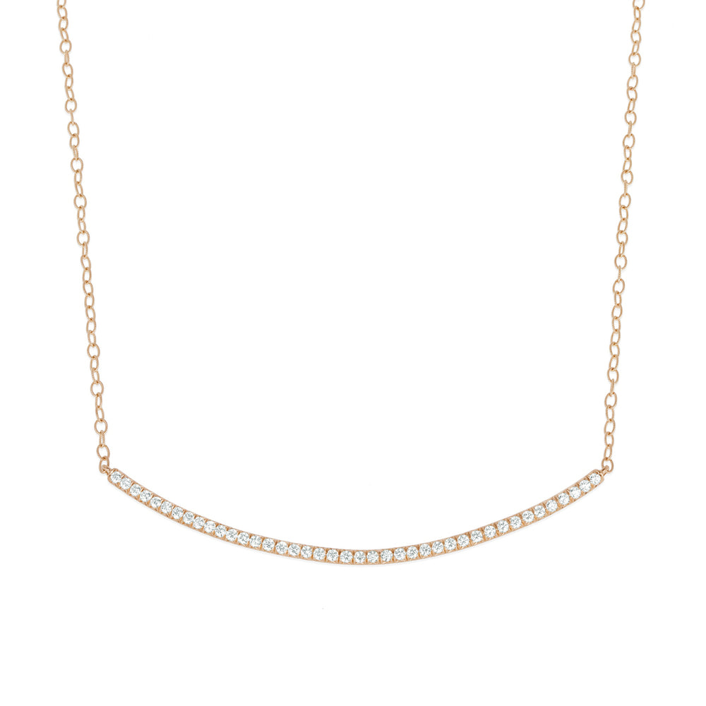 Moderne Pave Diamond Bar Necklace in Rose Gold 