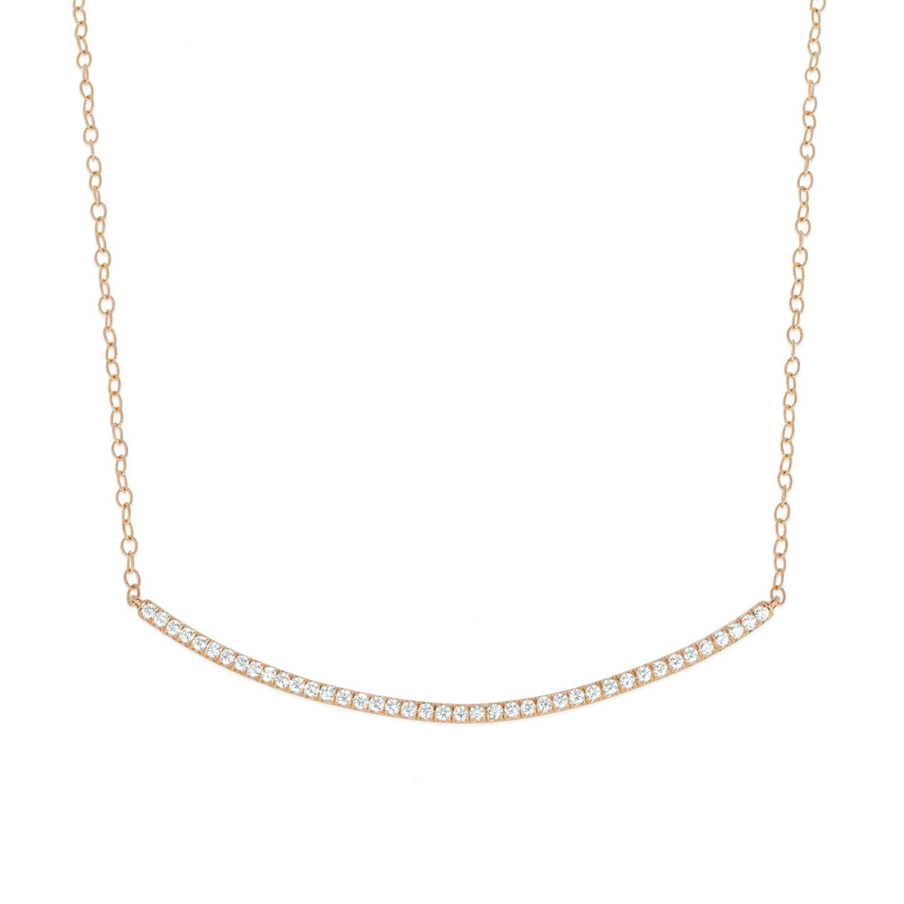 Moderne Pave Diamond Bar Necklace in Rose Gold 