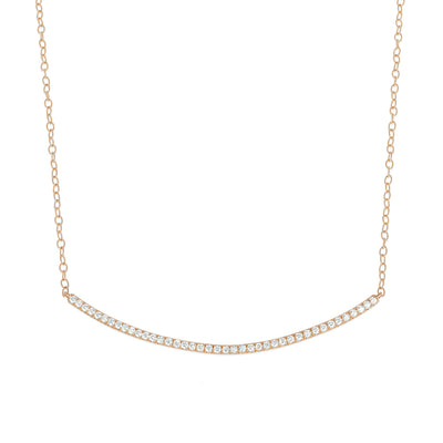 Moderne Pave Diamond Bar Necklace in Rose Gold 