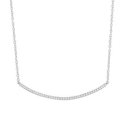 Moderne Pave Diamond Bar Necklace in White Gold 