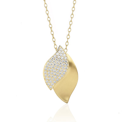 Lotus Pave Diamond Pendant on Gold Chain 