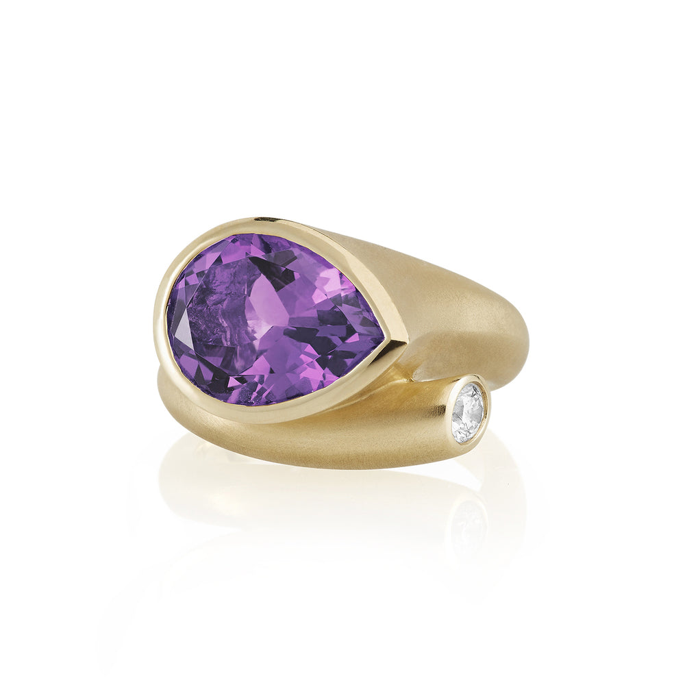 Large Whirl Amethyst Ring