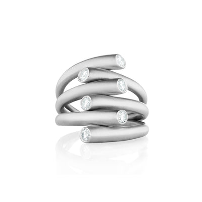 Whirl Diamond Ring in White Gold 