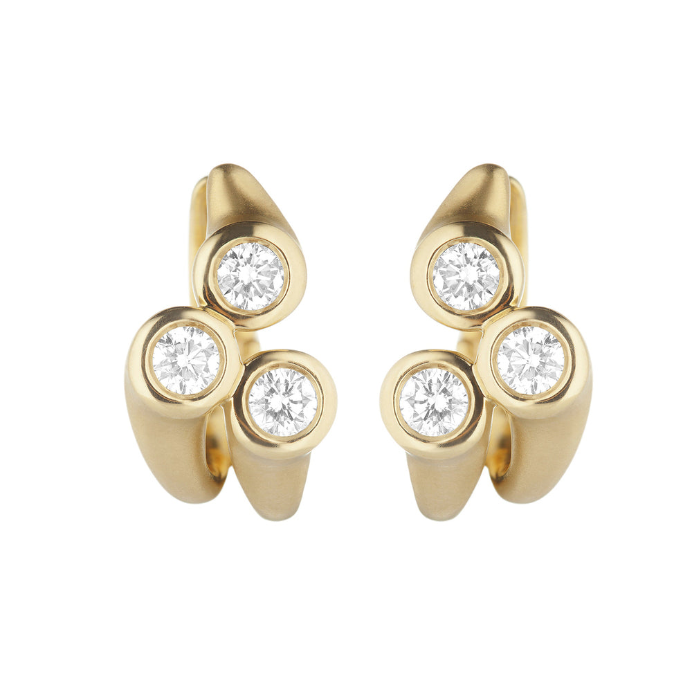 Whirl Three Stone Diamond Earrings