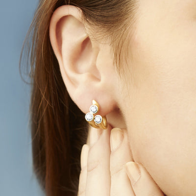 Whirl Three Stone Diamond Earrings