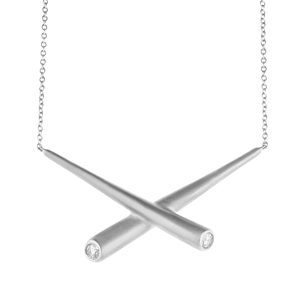 Whirl Cross Bar Pendant in White Gold