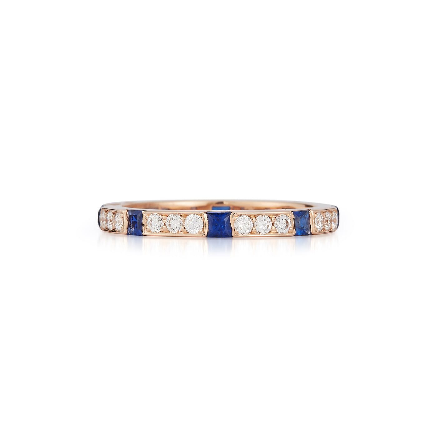 Moderne Sapphire and Diamond Eternity Band in Rose Gold