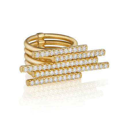 Moderne Pave Diamond Bar Ring