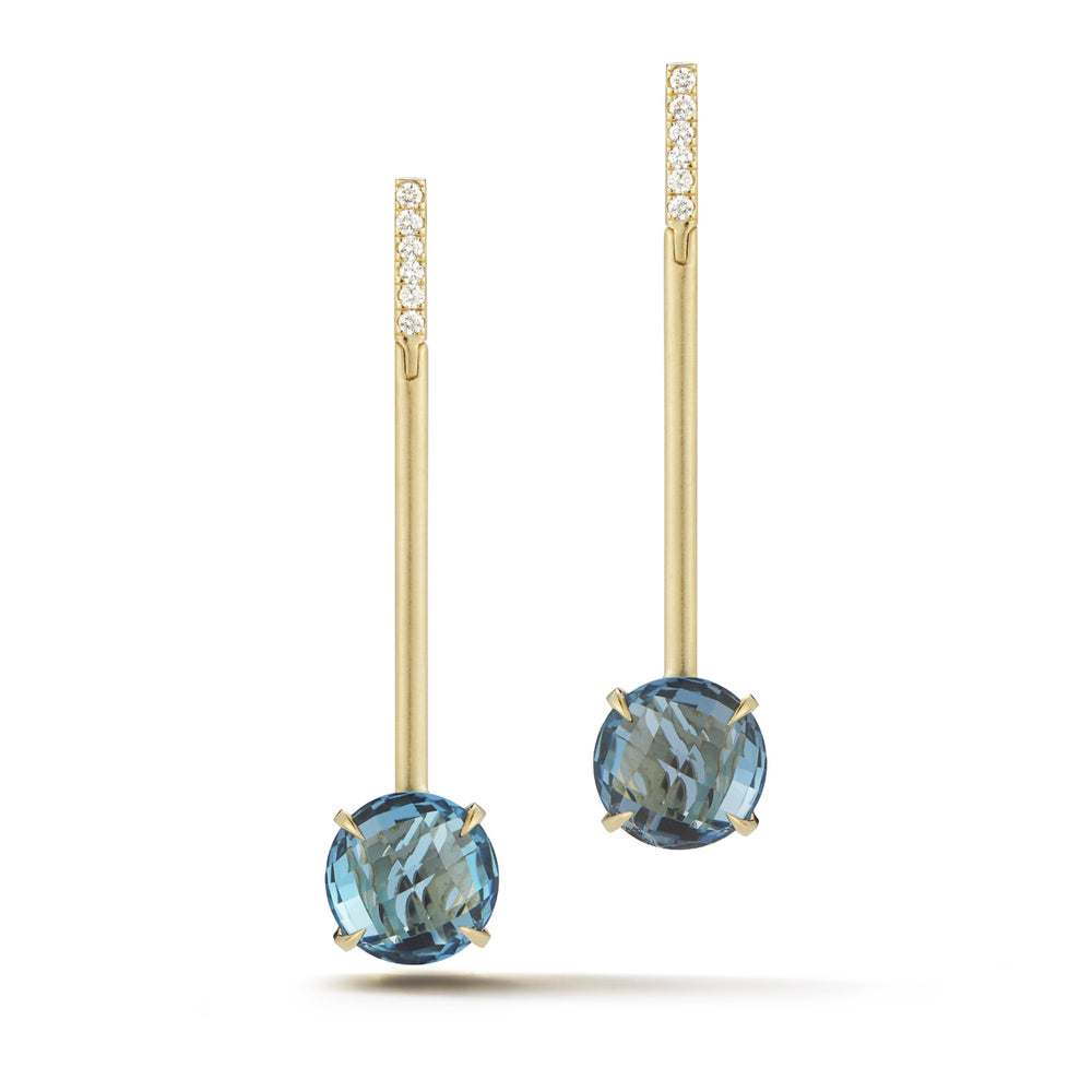 Moderne Blue Topaz Stick Earrings