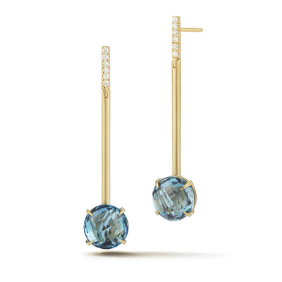 Moderne Blue Topaz Stick Earrings